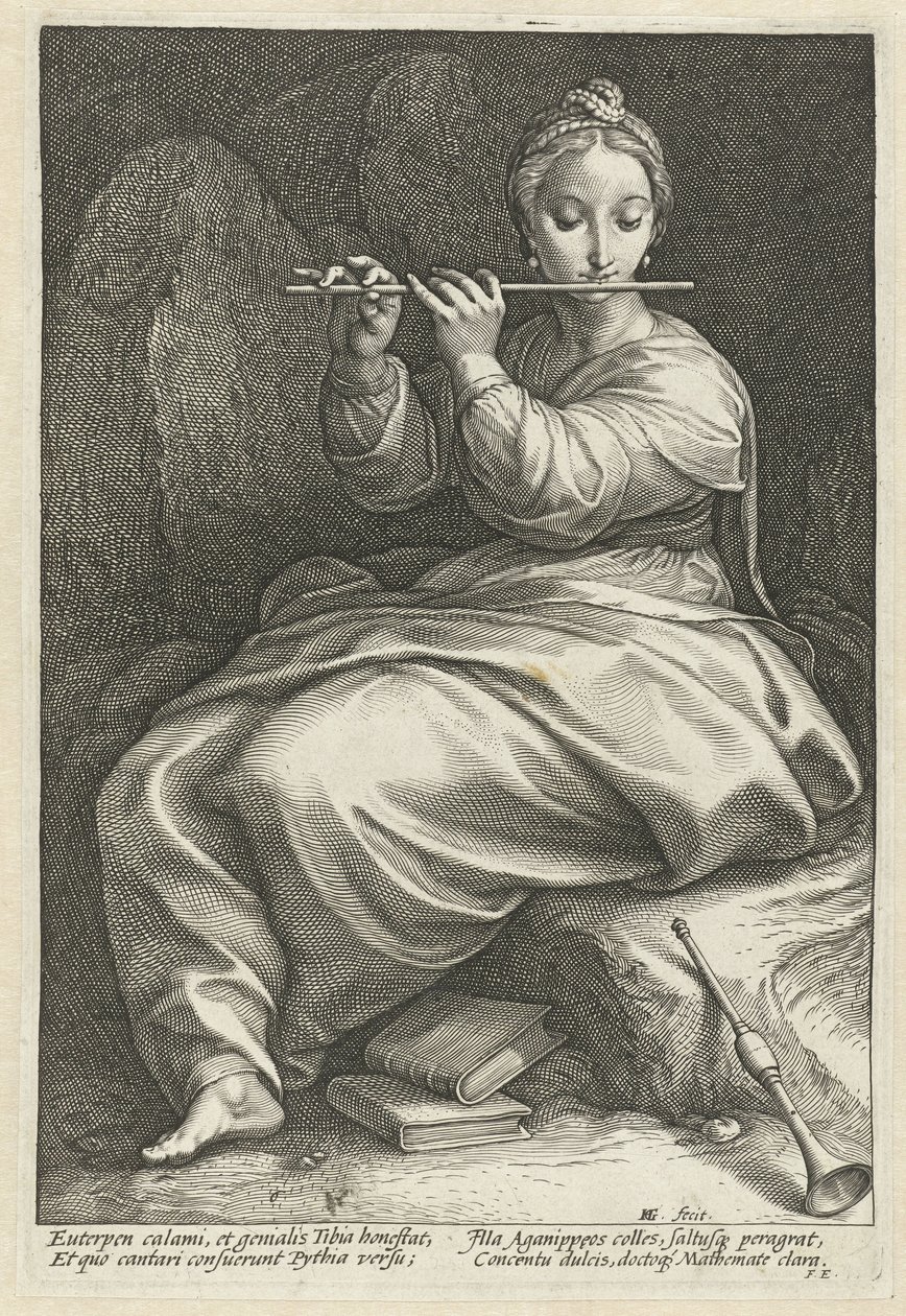 Euterpe The Nine Muses (serietitel) af Hendrick Goltzius