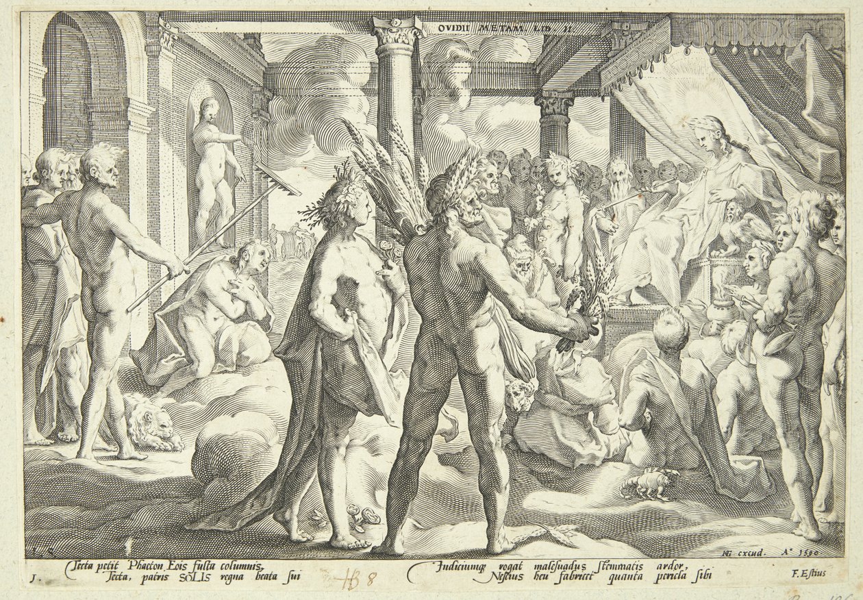 Faeton anmoder om solvognen af Hendrick Goltzius