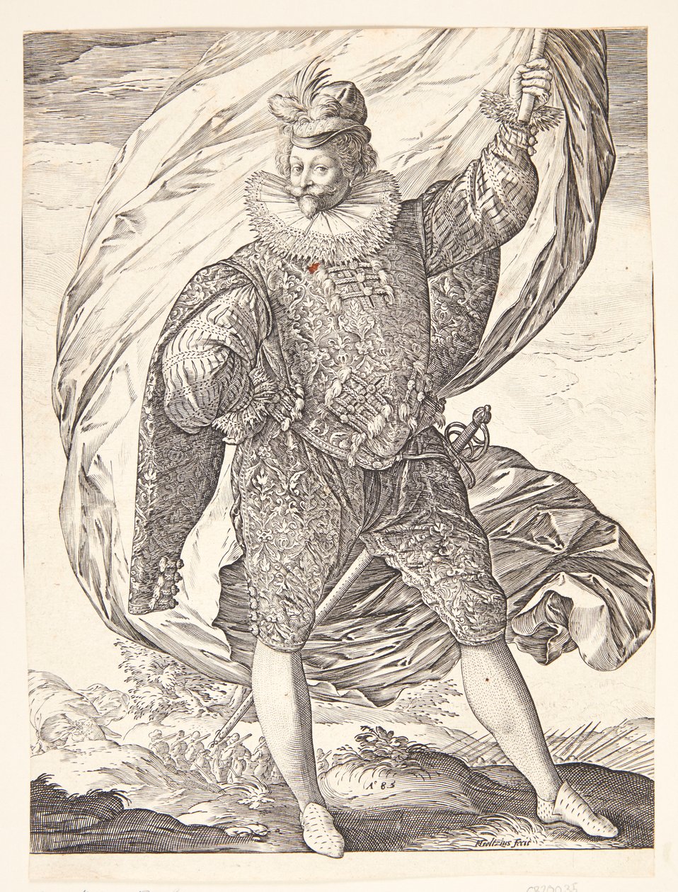 Faneholderen, vendt mod højre af Hendrick Goltzius