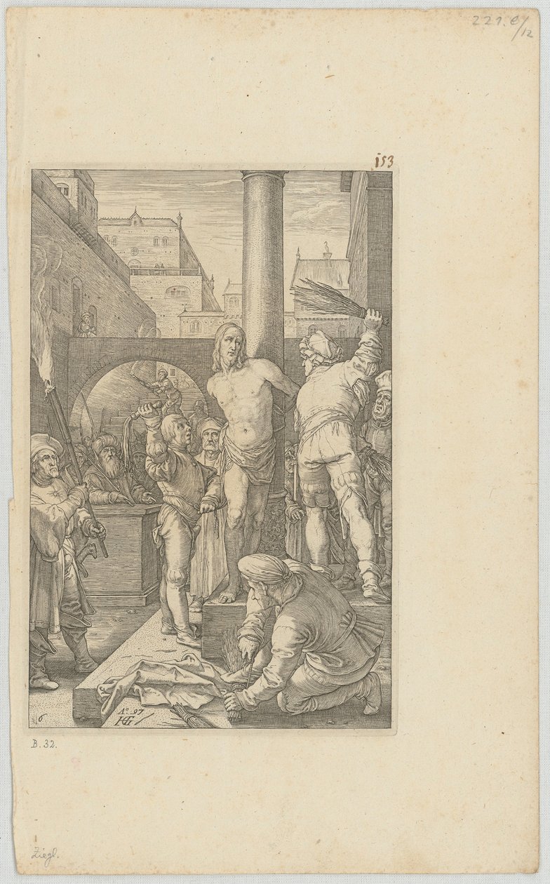 Kristi piskning, blad 6 i serien »Die Passion« af Hendrick Goltzius