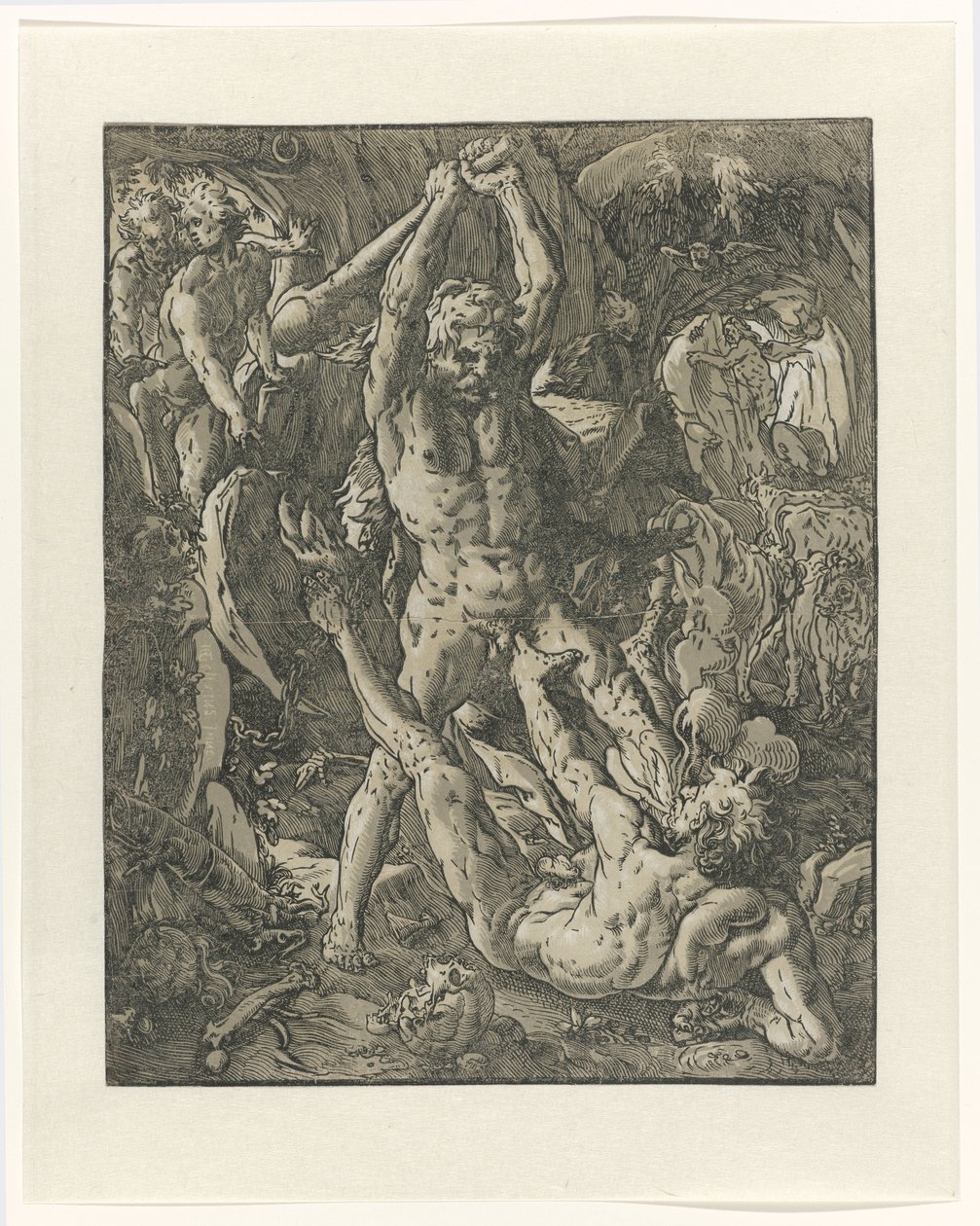 Hercules besejrer Cacus Hercules en Cacus af Hendrick Goltzius