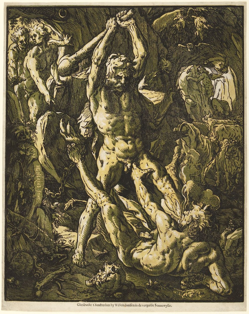 Herkules dræber Cacus af Hendrick Goltzius
