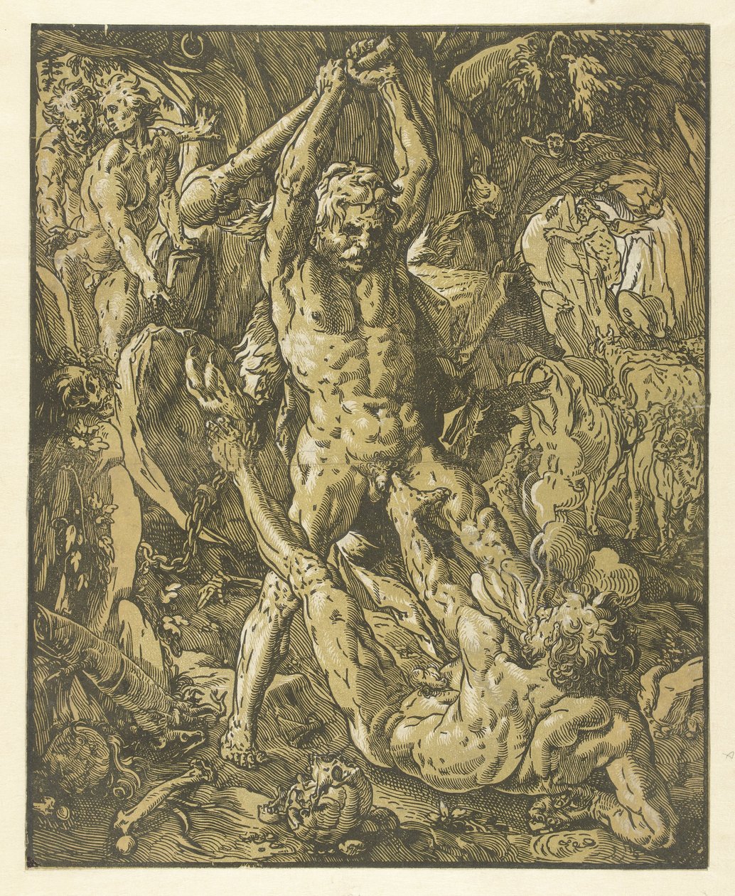 Hercules en Cacus af Hendrick Goltzius
