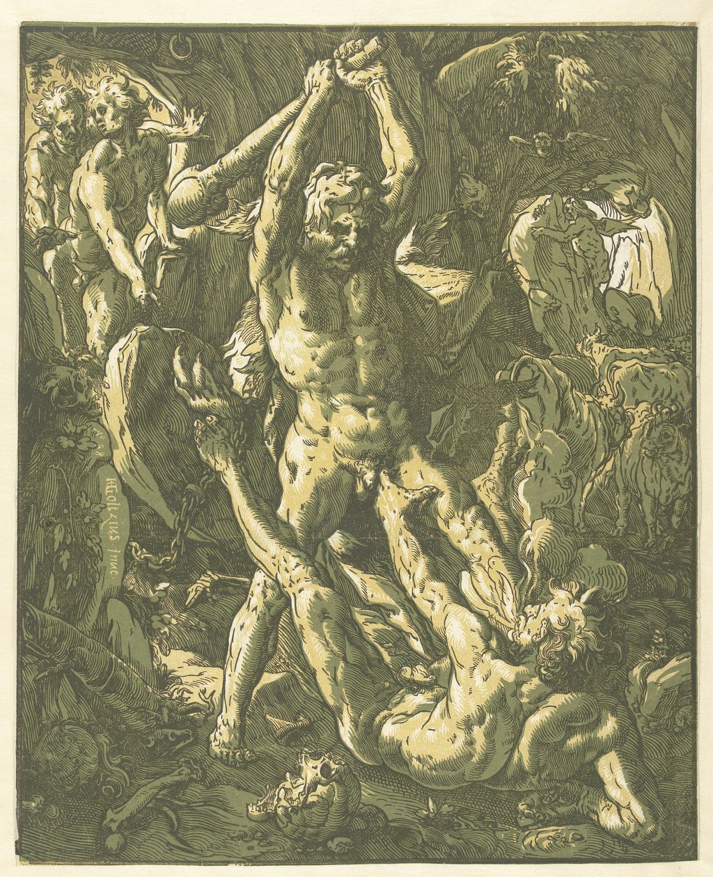 Hercules en Cacus af Hendrick Goltzius