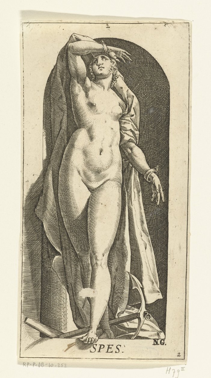 Dynge Spes (titel på objekt) De syv dyder (serietitel) af Hendrick Goltzius