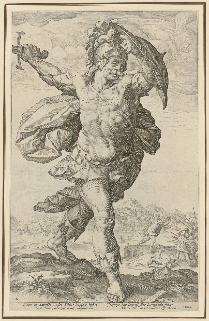 Horatius Cocles, blad 2 i serien »Romerske helte« af Hendrick Goltzius