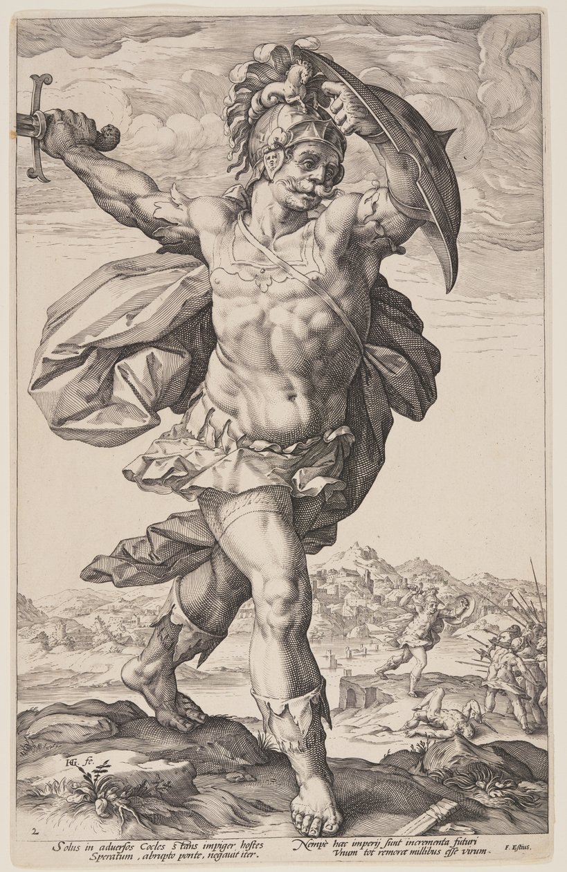 Horatius Cocles, fra De romerske helte af Hendrick Goltzius