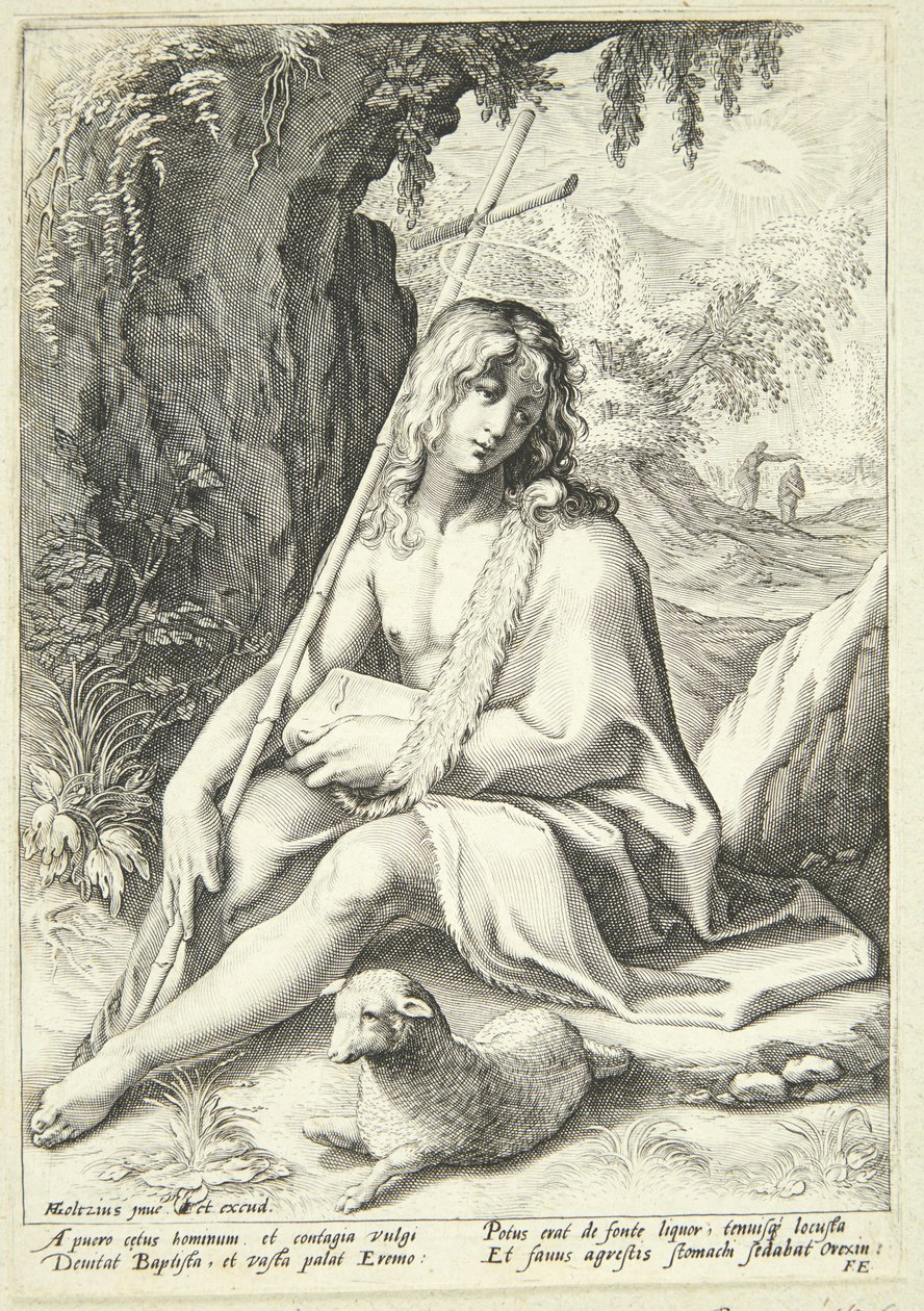 Johannes Døberen i ørkenen af Hendrick Goltzius