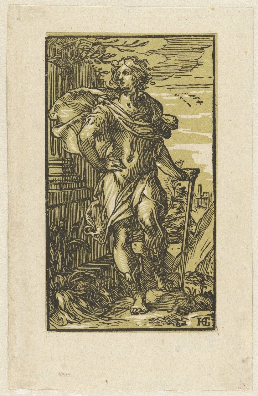 Ung mand med vandrestav af Hendrick Goltzius