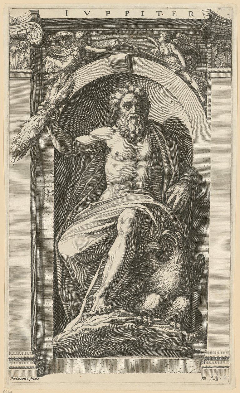Jupiter, ark 6 i serien »Otte antikke guddomme« af Hendrick Goltzius