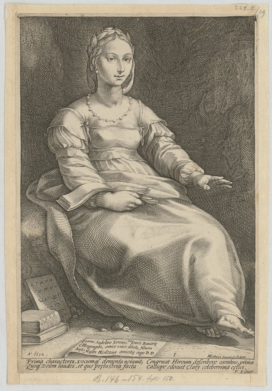 Kalliope, blad 1 i serien »De ni muser« af Hendrick Goltzius