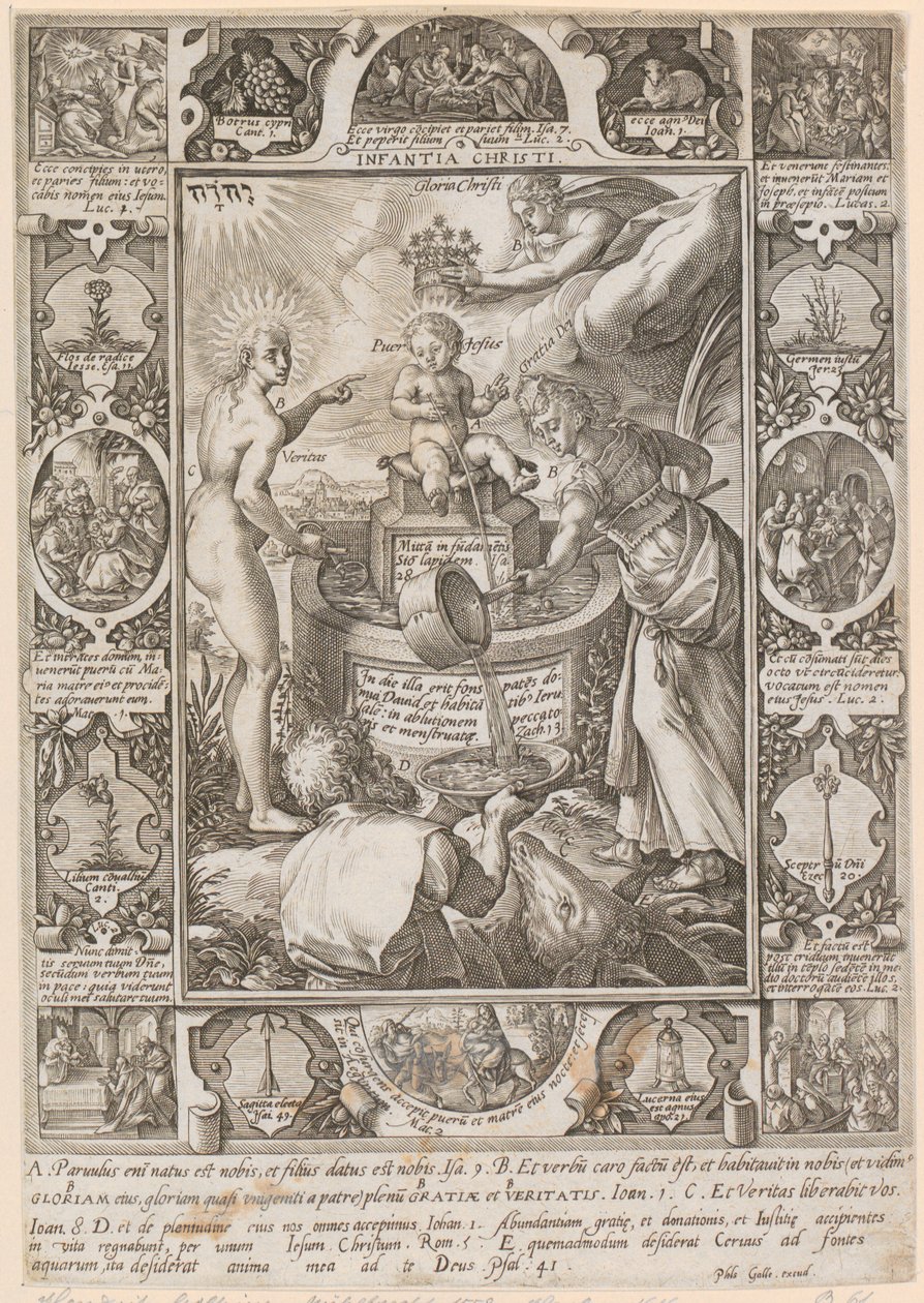 Kristi barndom, blad 3 i serien »Kristi liv« af Hendrick Goltzius