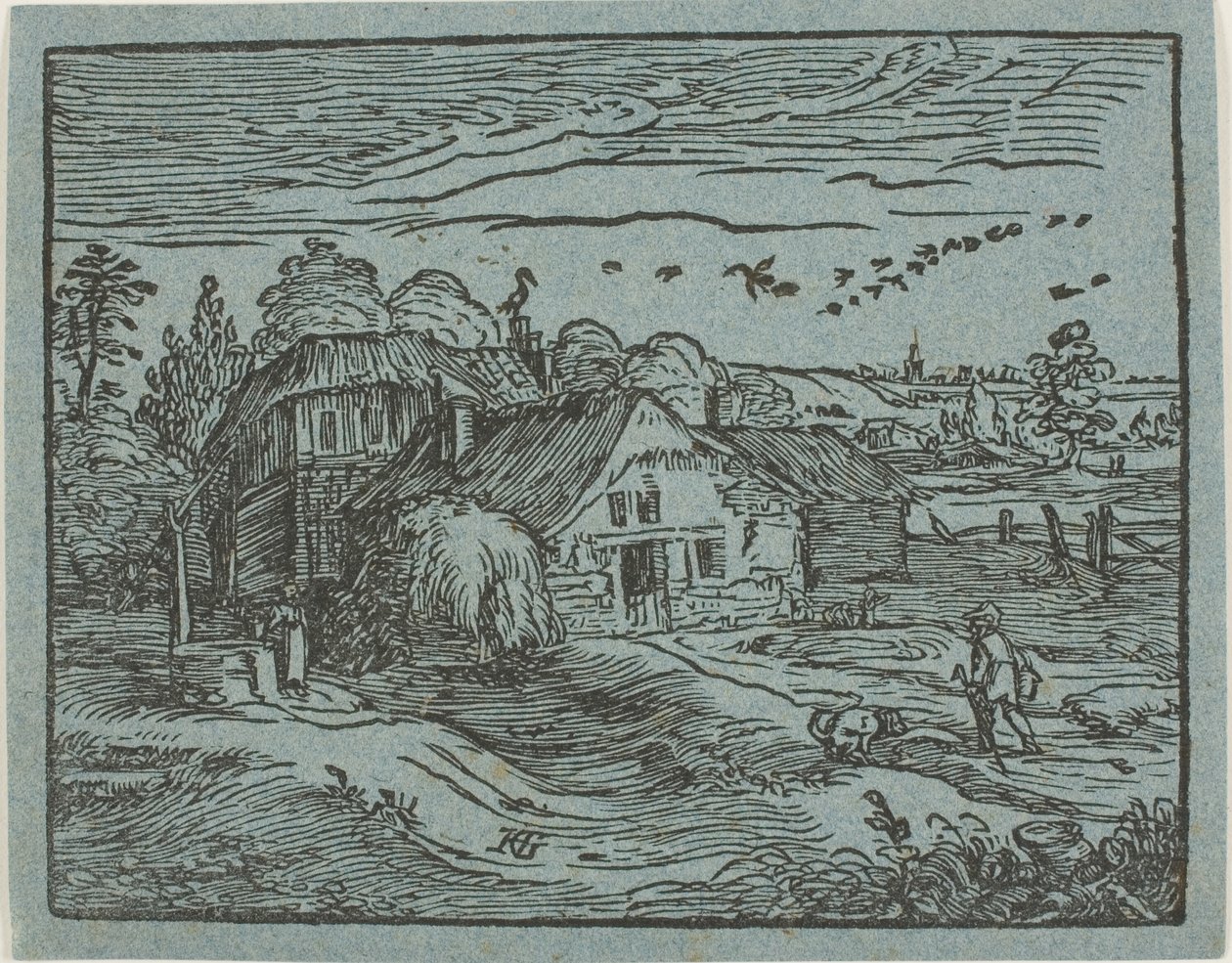 Landskab med en bondegård, fra Fire små landskaber af Hendrick Goltzius