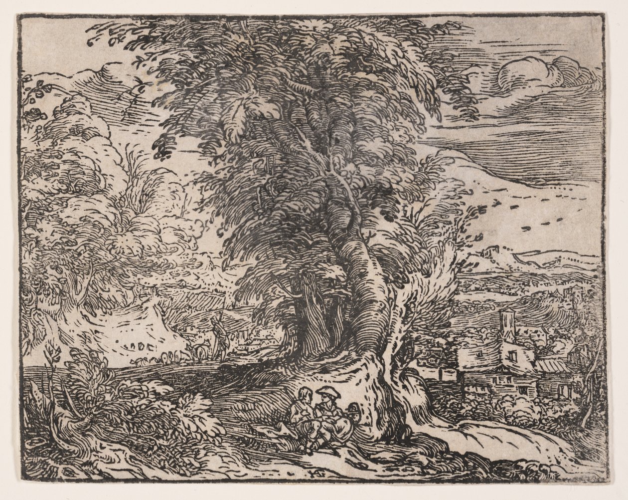 Landskab med et hyrdepar af Hendrick Goltzius