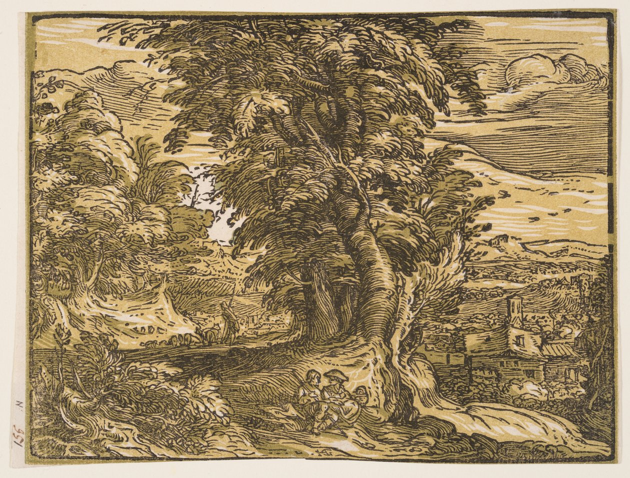 Landskab med et hyrdepar af Hendrick Goltzius