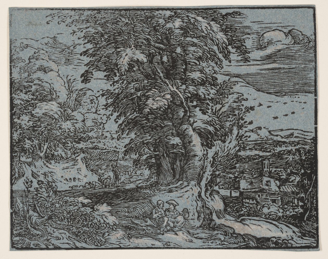 Landskab med et hyrdepar af Hendrick Goltzius