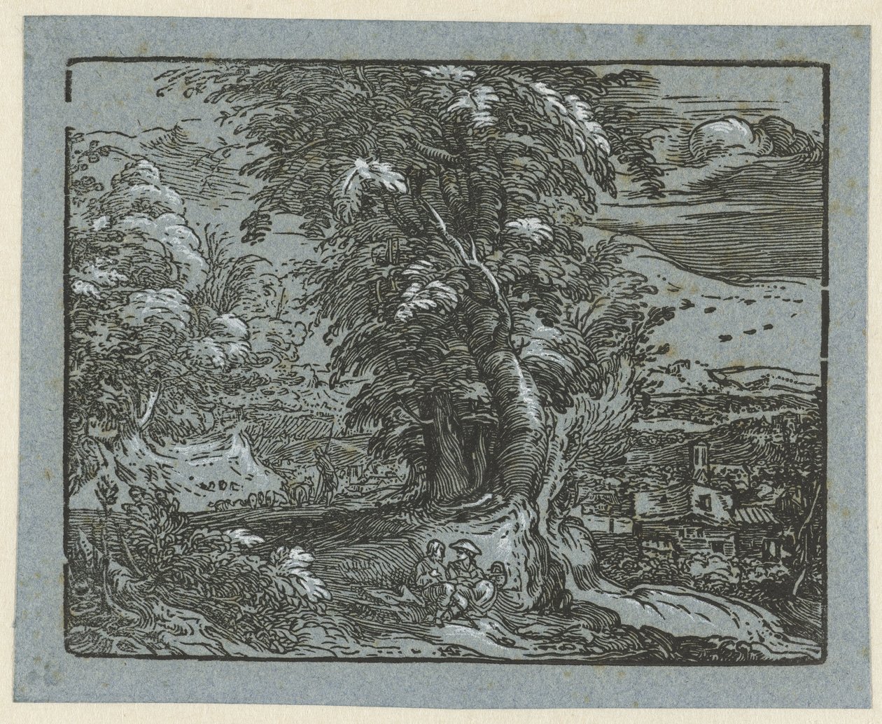 Landskab med siddende par Fire små landskaber (serietitel) af Hendrick Goltzius