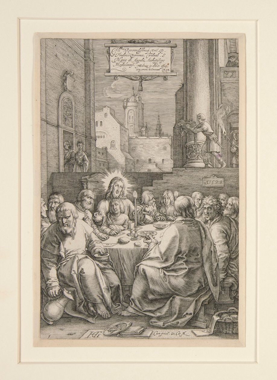 Sidste nadver, fra The Passion, nr. 1 i en serie på 12 graveringer af Hendrick Goltzius