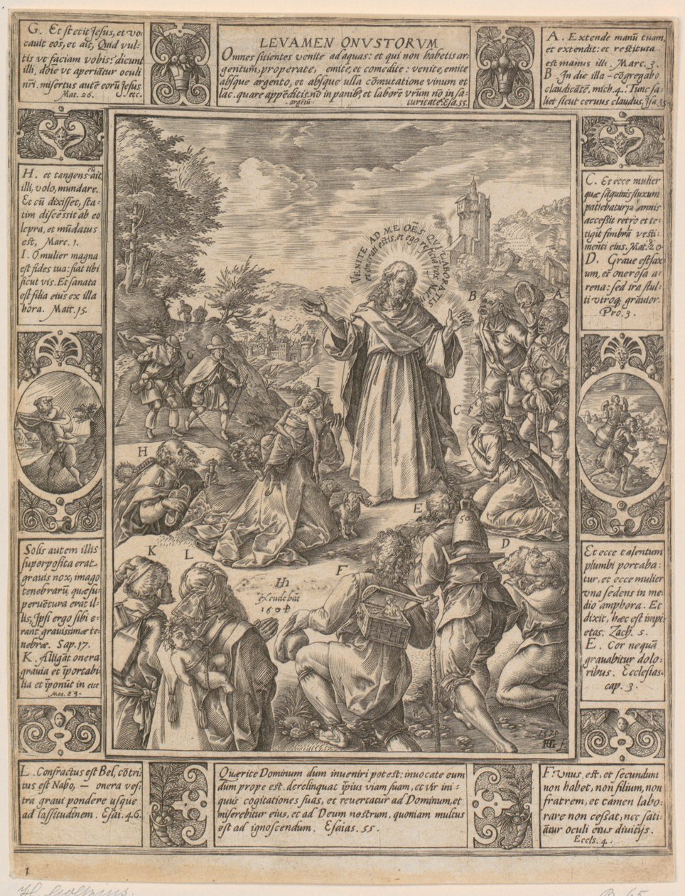 Levamen Onustrorum, blad 1 fra serien »Allegorier over den kristne tro« af Hendrick Goltzius
