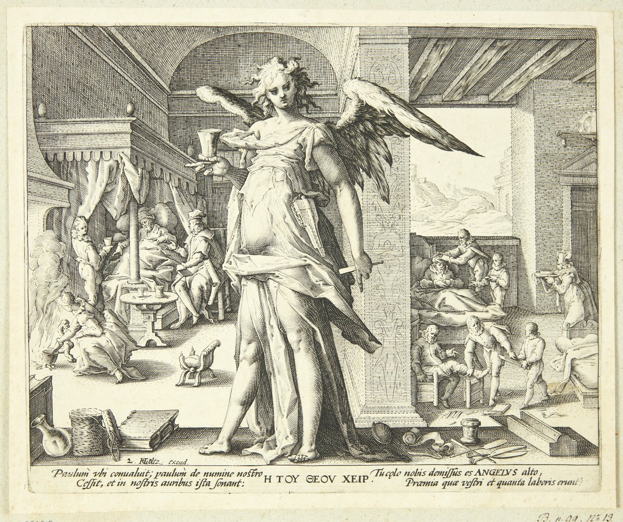 Lægen som engel af Hendrick Goltzius