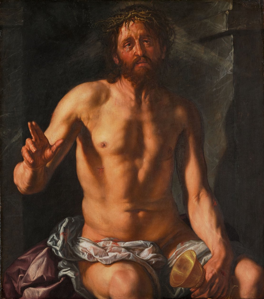 Smertensmanden med en kalk (Kristus som frelser) af Hendrick Goltzius