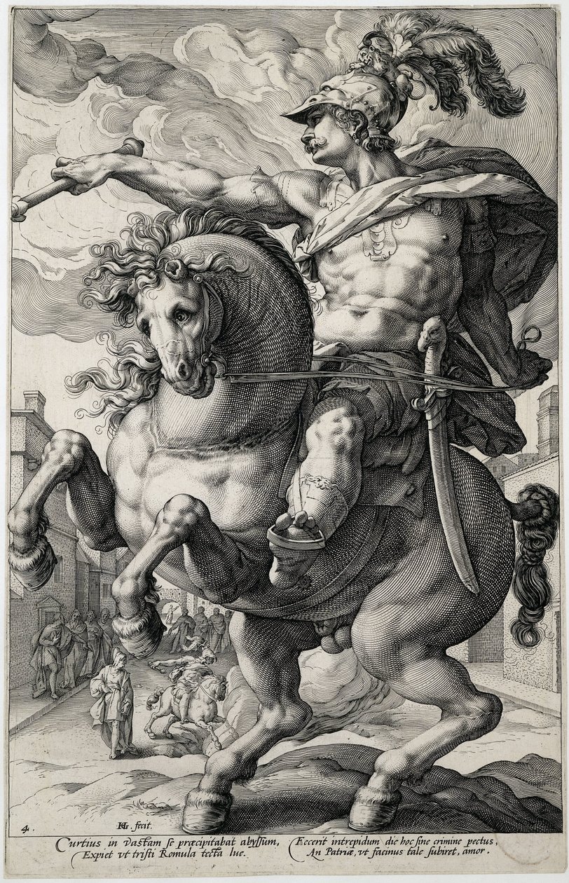 Marcus Curtius The Roman Heroes (serietitel) af Hendrick Goltzius