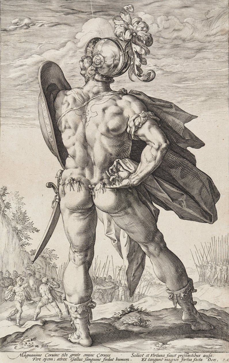 Marcus Valerius Corvus (Romerske helte, blad 6) af Hendrick Goltzius