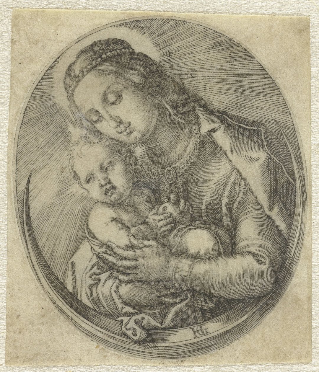 Maria med Kristusbarn på en halvmåne af Hendrick Goltzius