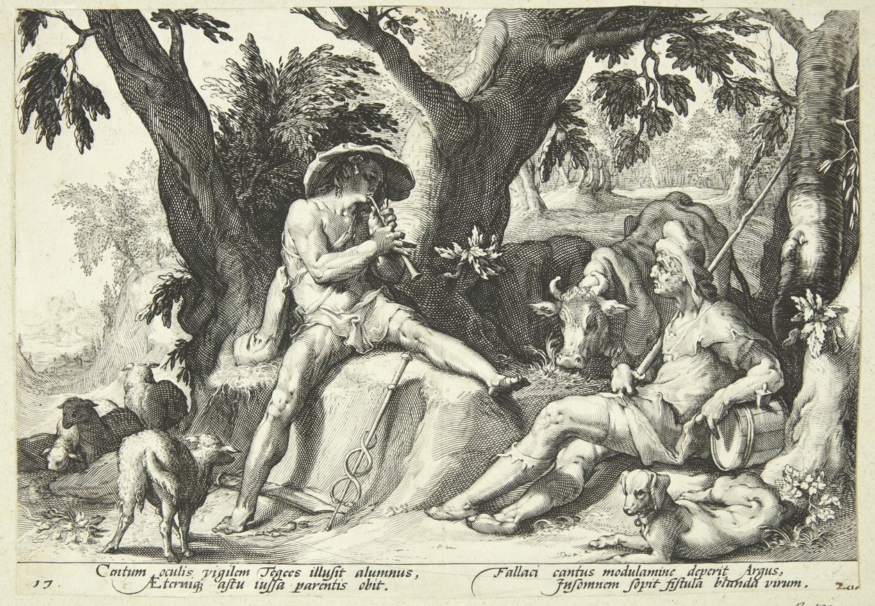 Merkur dysser Argus i søvn af Hendrick Goltzius