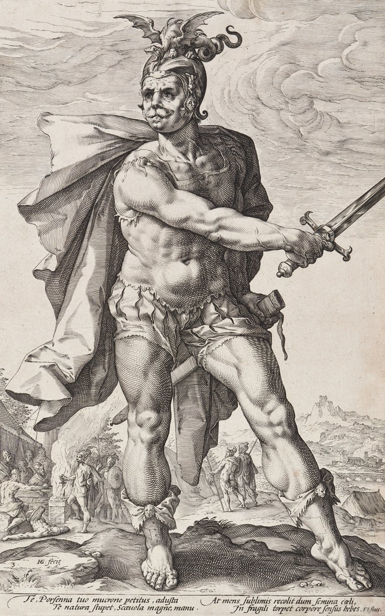 Mucius Scaevola (Romerske helte, tavle 3) af Hendrick Goltzius