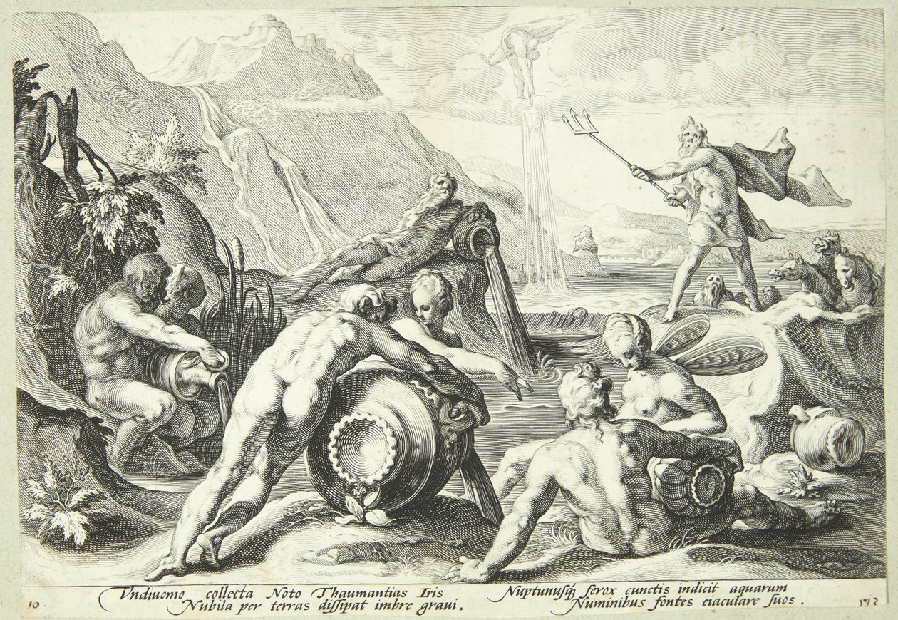 Neptun planlægger tilintetgørelsen af menneskeheden af Hendrick Goltzius