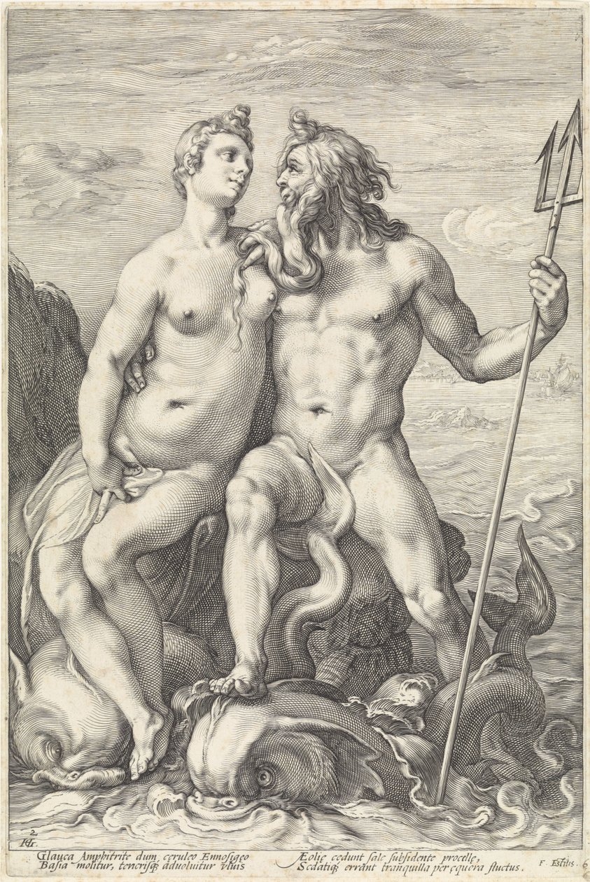 Neptunus en Amphitrite Godenparen (series title) af Hendrick Goltzius