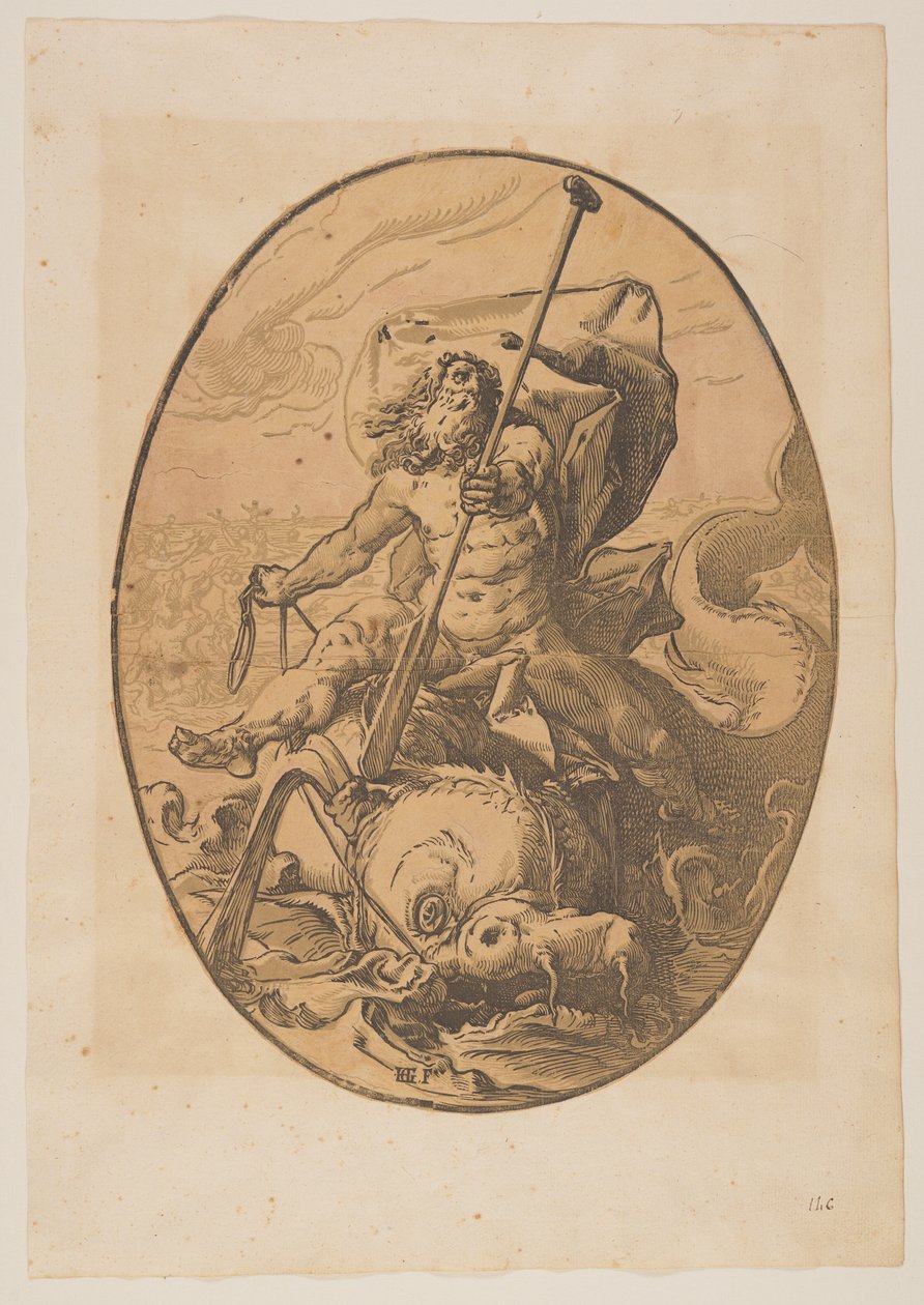Oceanus, fra guderne af Hendrick Goltzius