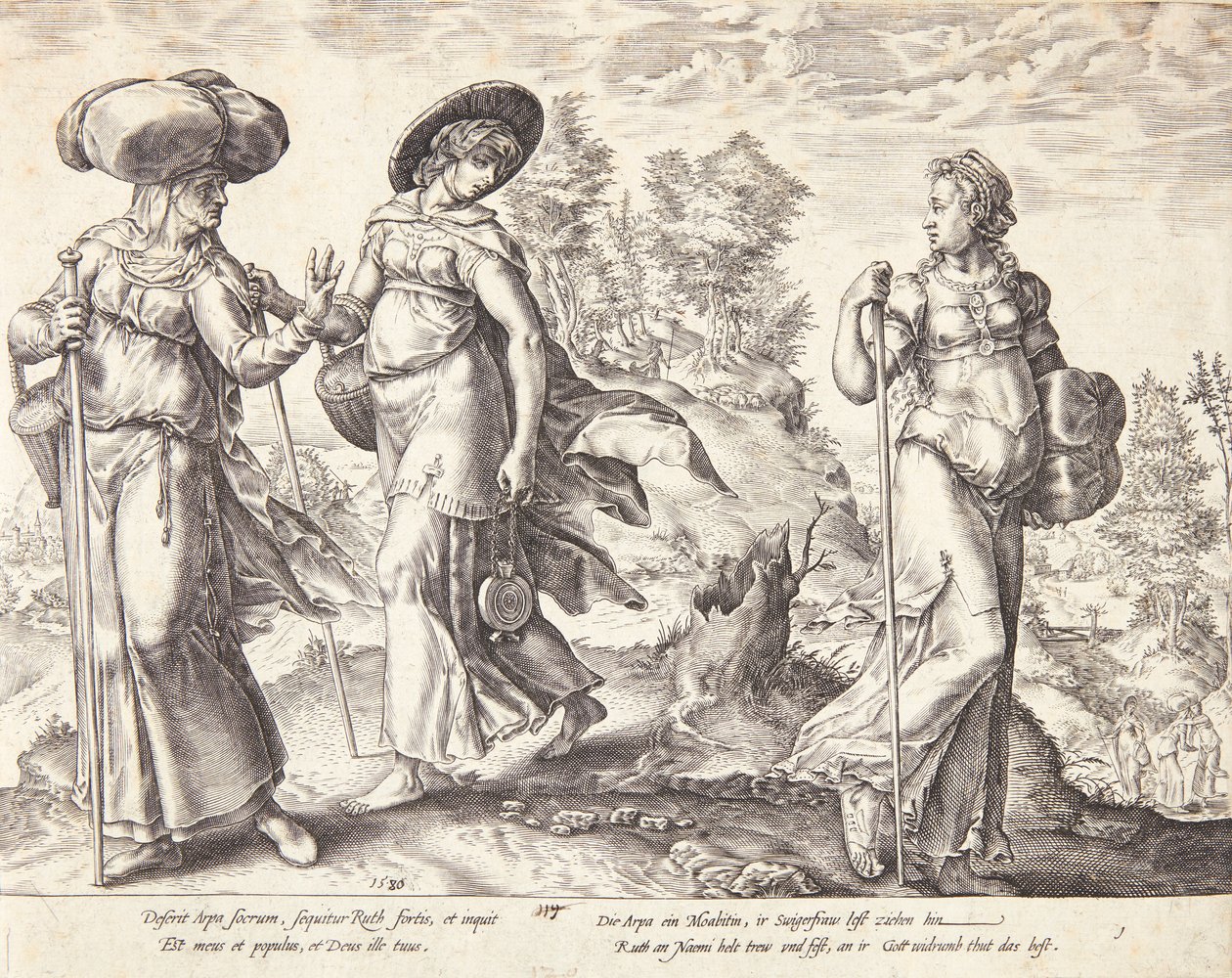 Orpa forlader Ruth og Naomi af Hendrick Goltzius
