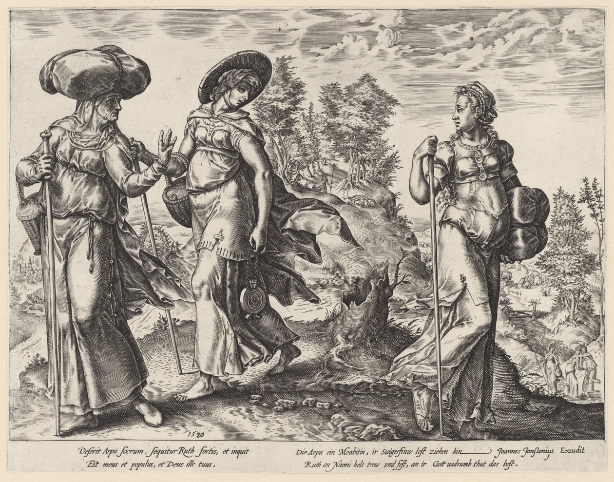 Orpa forlader Naomi og Ruth The History of Ruth (serietitel) af Hendrick Goltzius