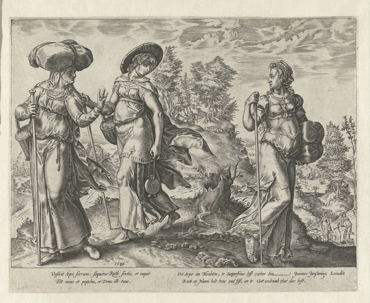 Orpa forlader Naomi og Ruth The History of Ruth (serietitel) af Hendrick Goltzius