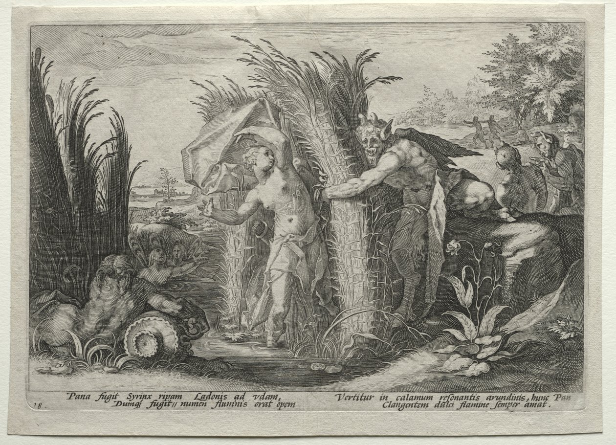 Pan forfølger Syrinx af Hendrick Goltzius