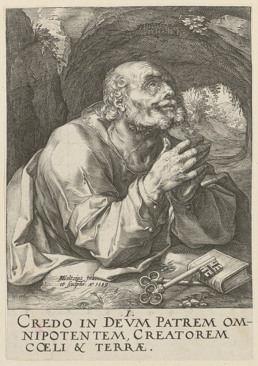 Petrus, ark 1 i serien »Kristus, de tolv apostle og Paulus« af Hendrick Goltzius