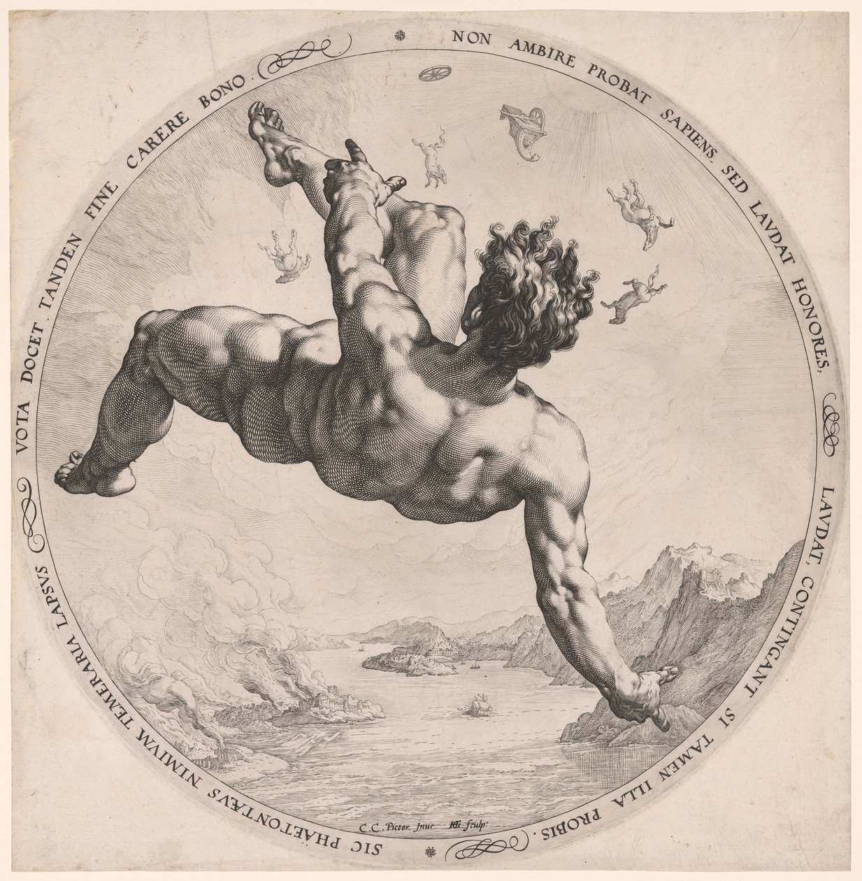 Phaeton, fra De fire skændsler af Hendrick Goltzius