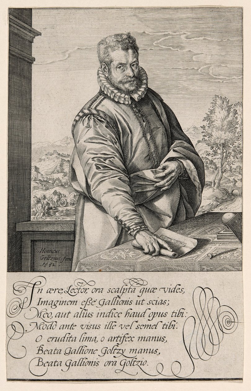 Philips Galle (1537-1612), Elev af Coornhert fra Haarlem, Gravør og Udgiver i Antwerpen fra 1570; Eunukkens dåb i baggrunden til venstre af Hendrick Goltzius