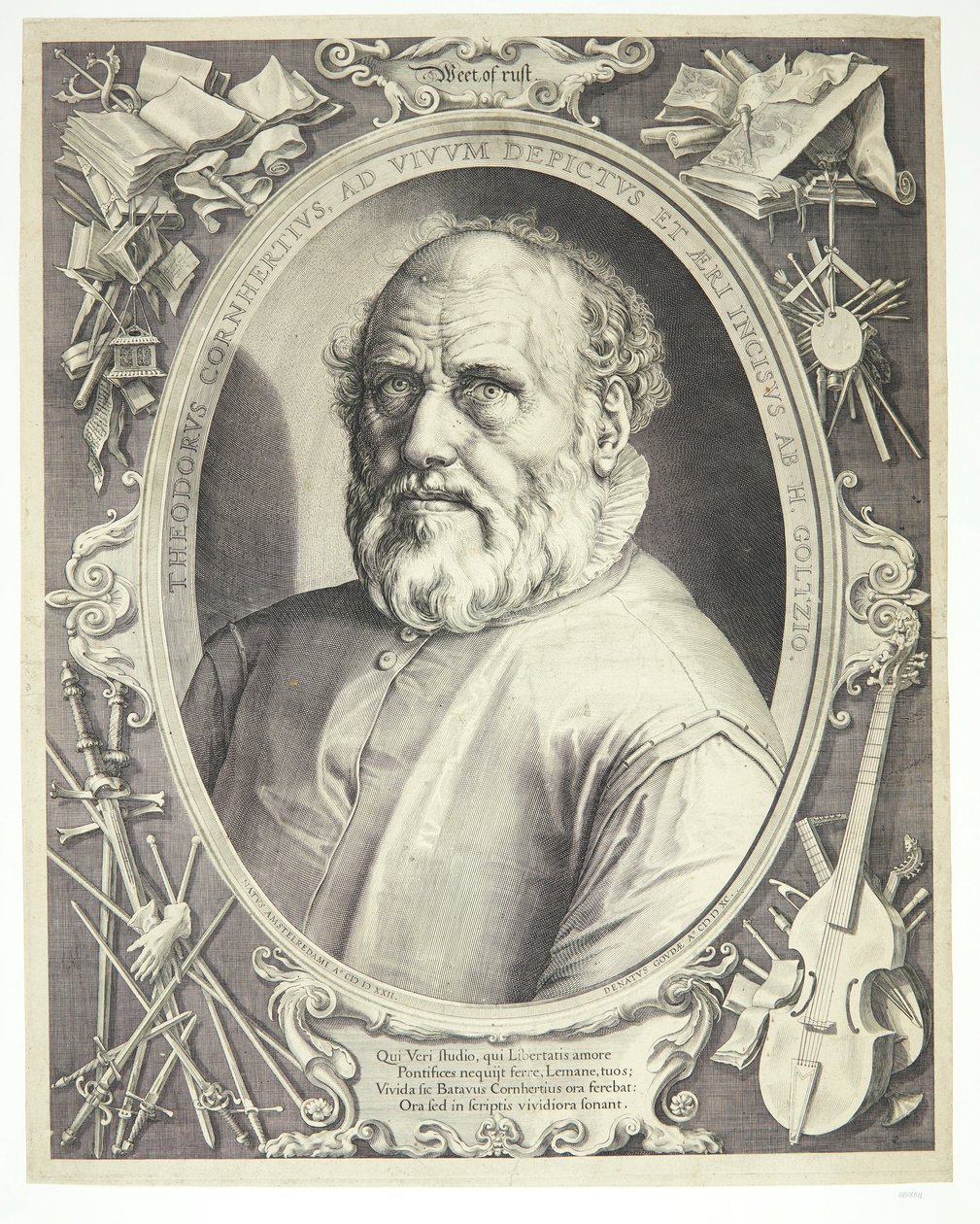 Portræt af Dirck Volkertsz Coornhert af Hendrick Goltzius