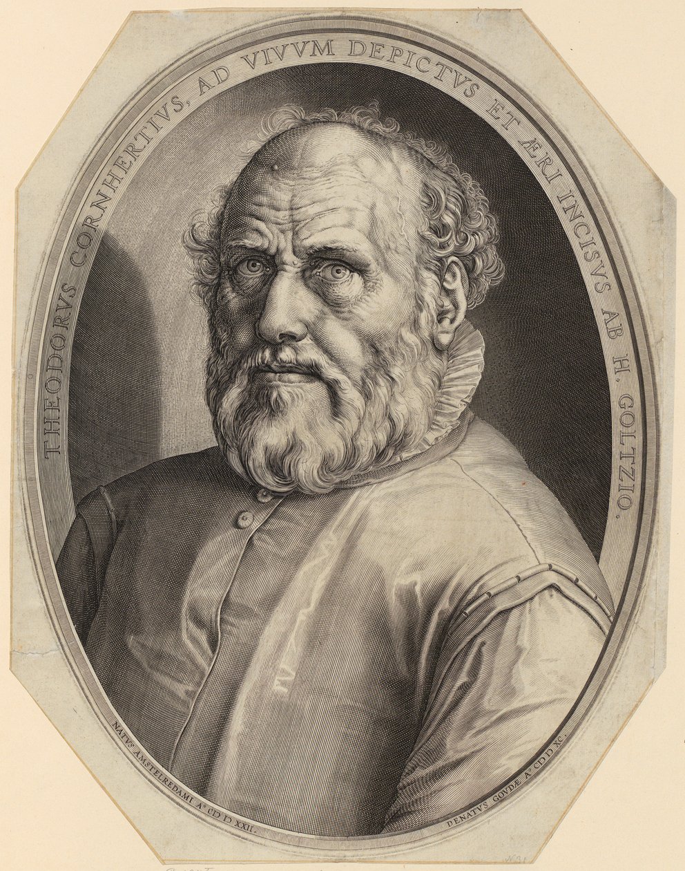 Portræt af Dirck Volckertsz. Coornhert af Hendrick Goltzius