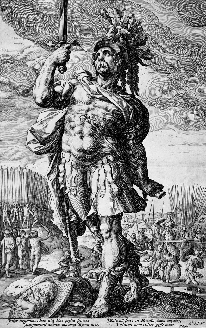 Horace til offentligheden af Hendrick Goltzius