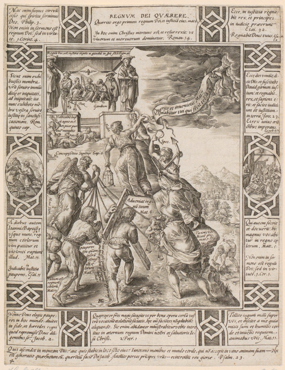 Regnum Dei quaerere, side 4 i serien »Allegorier om den kristne tro« af Hendrick Goltzius