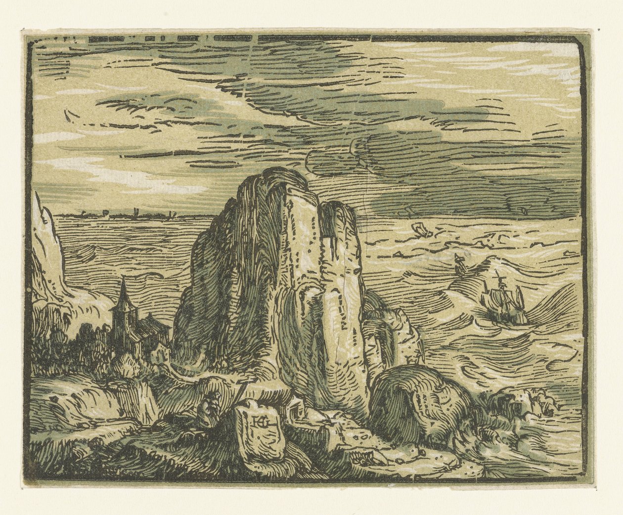 Rock på en kyst Fire små landskaber (serietitel) af Hendrick Goltzius
