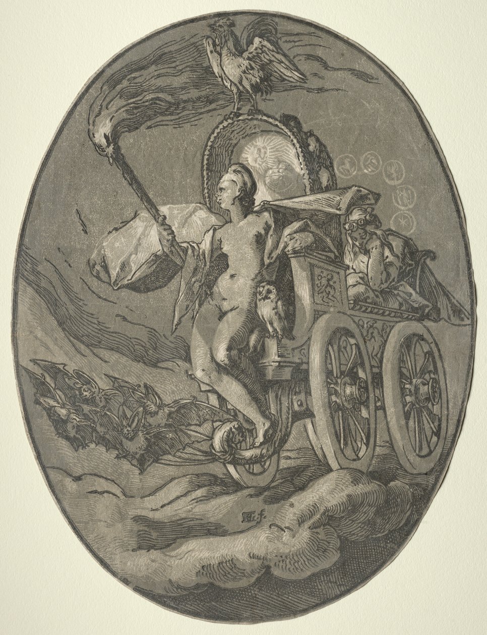 Syv guddomme: Nox (nat) af Hendrick Goltzius