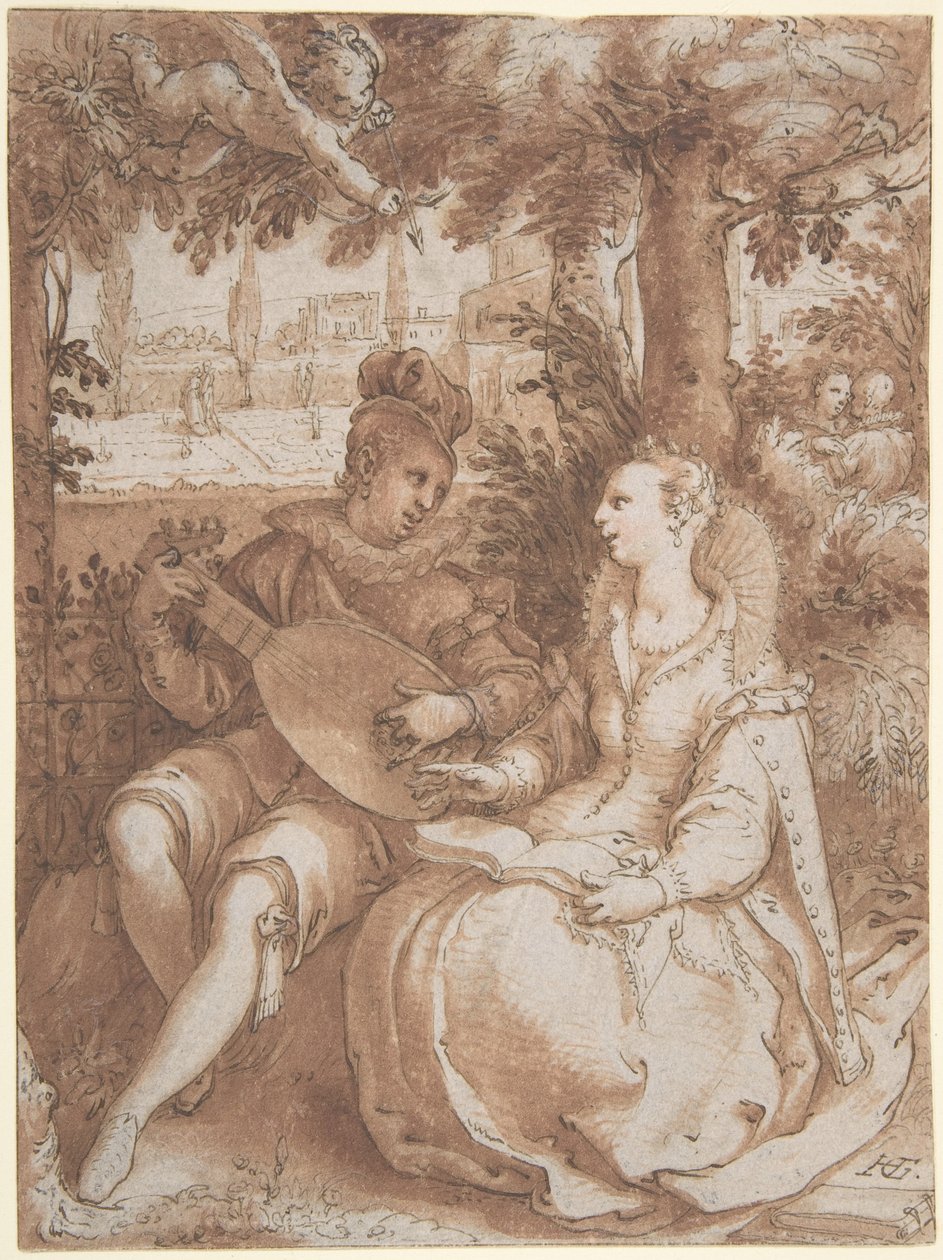 Forår, tegning til kobberstik af samme motiv af Hendrick Goltzius