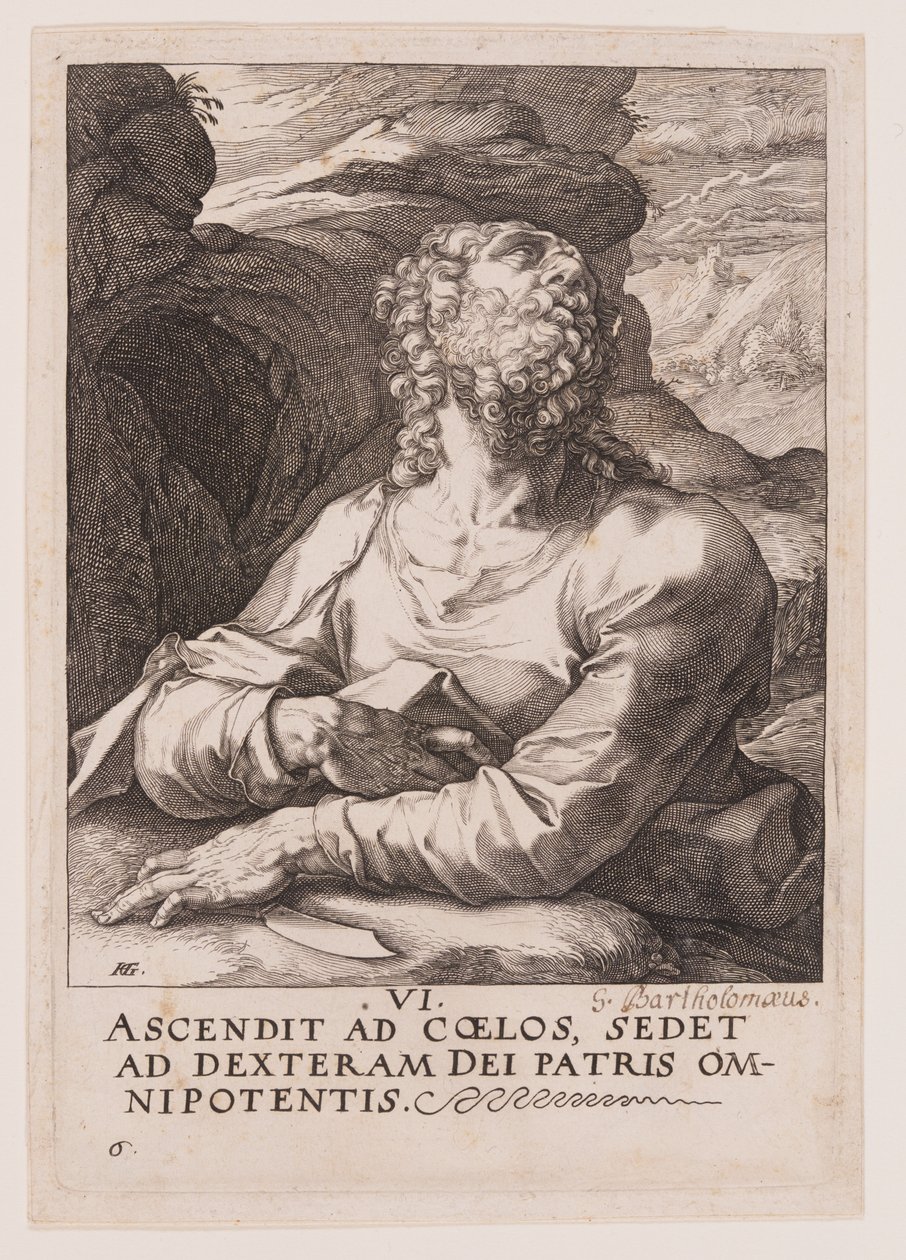 Bartholomæus, fra Kristus, apostlene og Paulus med trosbekendelsen af Hendrick Goltzius