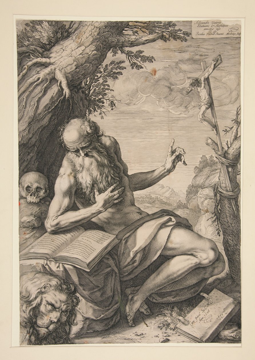 Den hellige Hieronymus i ørkenen af Hendrick Goltzius