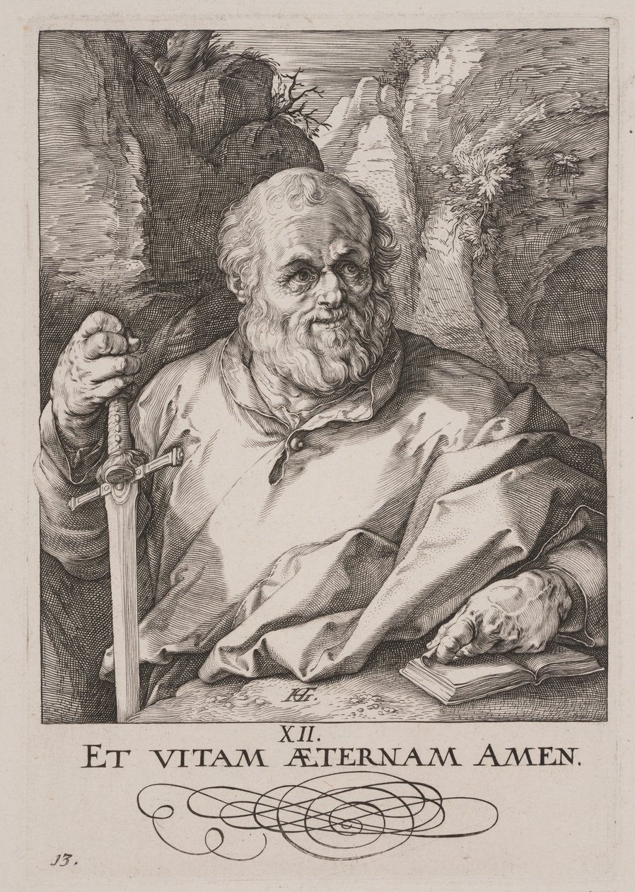 Matthias, fra Kristus, apostlene og Paulus med trosbekendelsen af Hendrick Goltzius